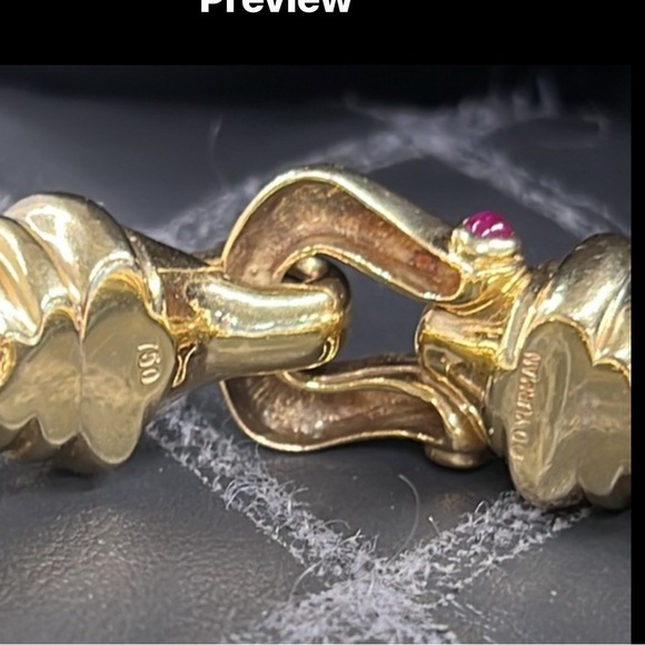 David Yurman 60.7 grams 18kt / 750 solid yellow gold bracelet w cabochon rubys - Picture 15 of 15